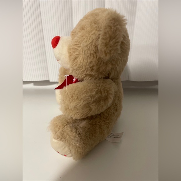 Cute Teddy Bear Plush Stuffed Animal Valentines Gift Hearts And Love Red Bow 9” - Picture 3 of 7